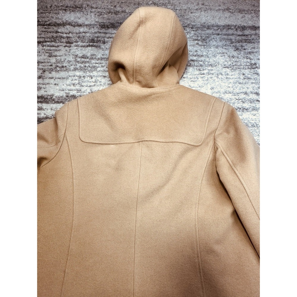 Women's LL BEAN Wool Hooded Beige BELLANDI Toggle Pea Coat Italy L/XL 294400 - Picture 9 of 11